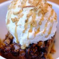 Apple  Cobbler · baked apples in almond cake and orange blossom syrup .   fuji apples, coconut sugar, cane su...