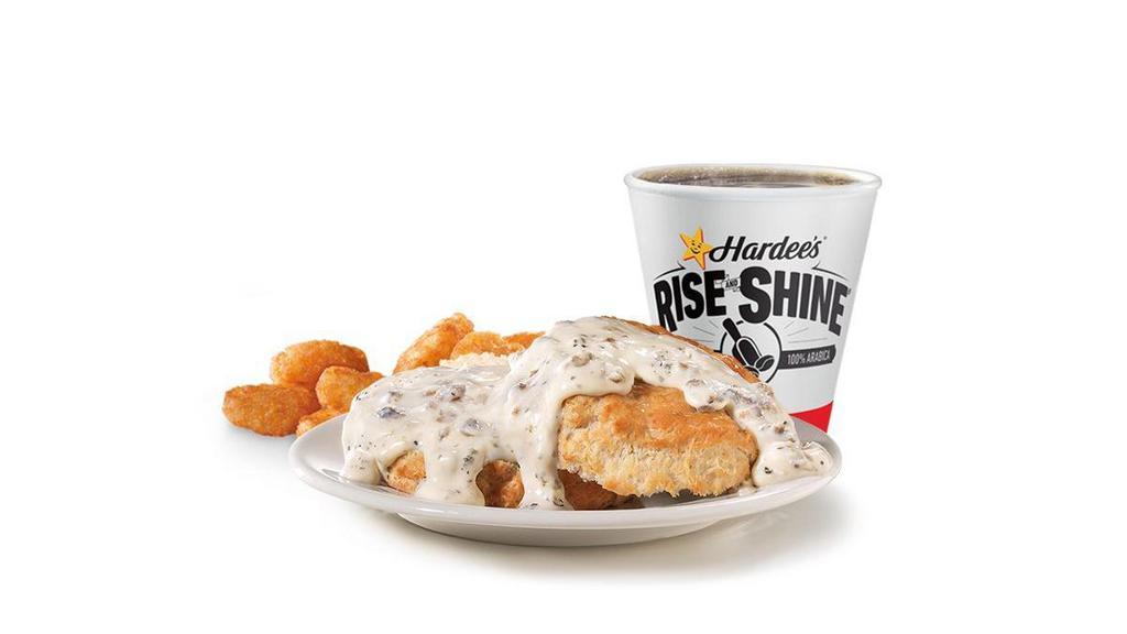 Biscuit 'N' Gravy™ Combo · A Made from Scratch Biscuit™ smothered in sausage gravy. Served with Hash Rounds® and a Coffee.. Breakfast served until *10:30am (*Hours may vary by day)