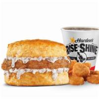 Pork Chop 'N' Gravy Biscuit Combo · Breaded boneless pork chop smothered with sausage gravy on a Made from Scratch Biscuit™. Ser...