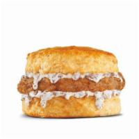 Pork Chop 'N' Gravy Biscuit · Breaded boneless pork chop smothered with sausage gravy on a Made From Scratch™ Biscuit. Bre...