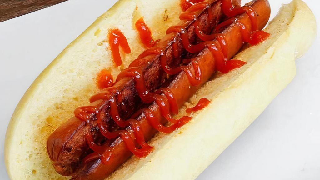 Kids Hot Dog · A 100% kosher beef hot dog served plain on a toasted bun.