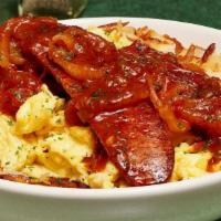 Sicilian Scramble Bowl · Grilled Andouille sausage, scrambled eggs and a hearty marinara blended with onions and gree...