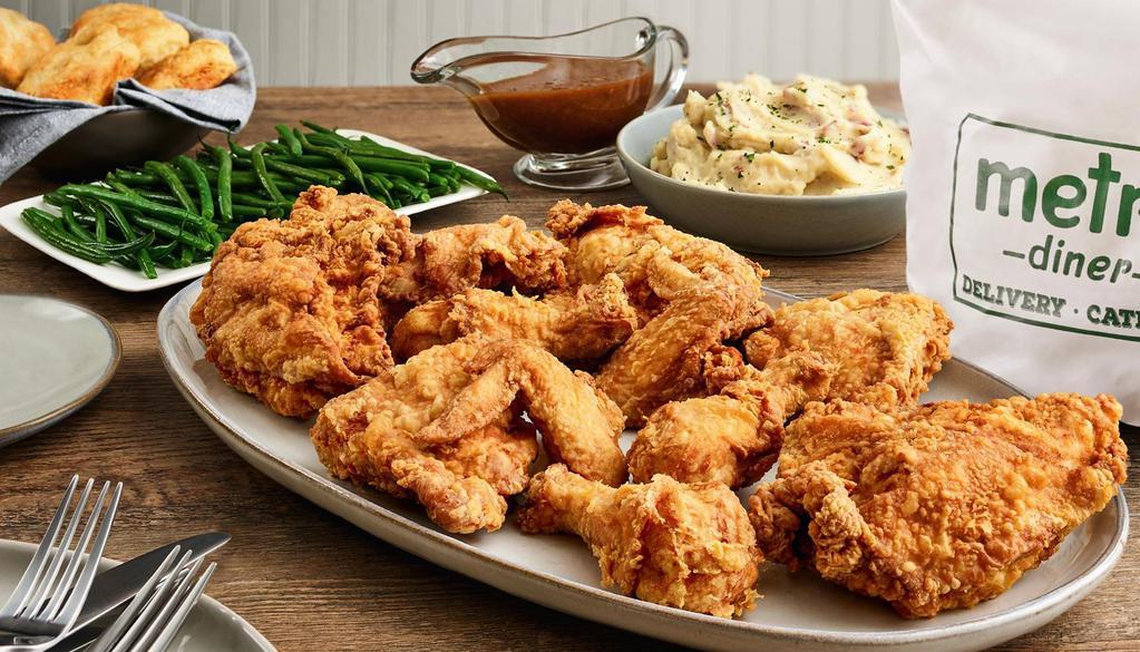 Fried Chicken For 4 · Our signature fried chicken, signature sweet and spicy sauce, creamy mashed potatoes and green beans.