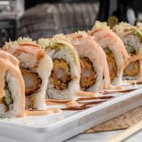 Sunset Strip Roll · Shrimp tempura and cucumber inside,. shrimp, crab stick and avocado outside—Hollywood-style....