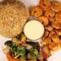 Shrimp And Chicken · Served with soup or salad, fried rice, vegetables and yum-yum sauce