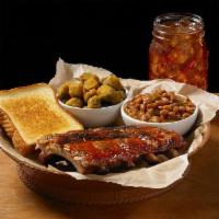 Ribs Basket · Served with Two Sides, Texas Toast and 20 oz Drink