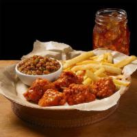 Boneless Wings Basket · Served with Two Sides and 20 oz Drink