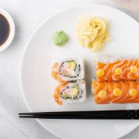 Alaskan Roll · Cucumber, avocado, crab meat.
(Top) Scottish Salmon. * 
 
*These items may contain raw or un...