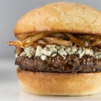 Bourbon Burger · 100% all-American premium cut 1/2 pound beef burger. Topped with sweet bourbon sauce, smokeh...