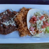 Kids' Soft Taco · One soft taco, rice, and refried beans.