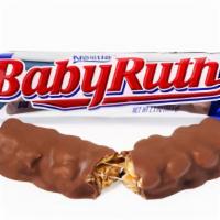 Baby Ruth · START WITH CHEWY. SMOOTH NOUGAT ; THEN COMES THE LAYER OF RICH, DELICIOUS CARAMEL ; THEN ADD...
