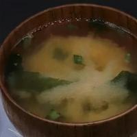Miso Soup · One of the most famous Japanese soups.  Clear fish broth with tofu and seaweed.