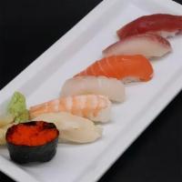 Yakko'S 7 · Seven Pieces Nigiri -. Tuna, salmon, shrimp, conch, hamachi, shiromi, masago.