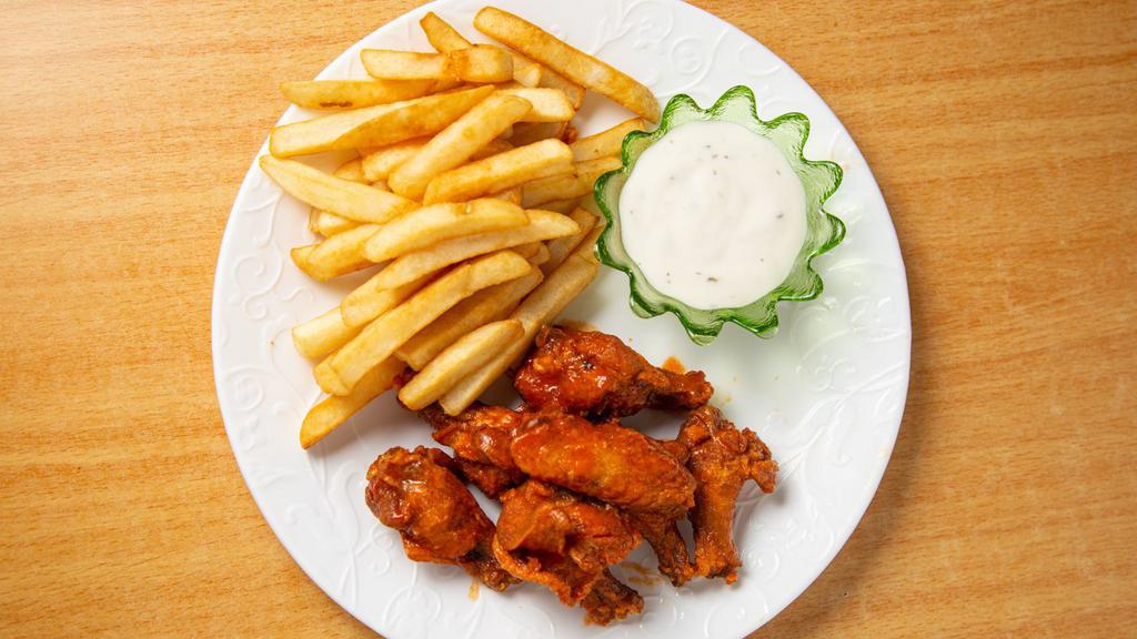 10 Pieces Wings With French Fries And Soda 12 Oz. · Served with dressing