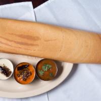 Paper Masala Dosa · Thin crispy rice crepes filled with potatoes and onions.