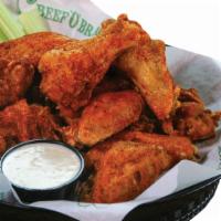 10 Wings · ☘️Always made fresh to order & tossed in one of our dry rubs or famous sauces. (860-1260 Cal)