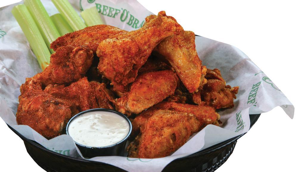 Traditional Wing Basket · ☘️8 of our famous Buffalo-style chicken wings.  Served with fries, coleslaw and bleu cheese dressing for dipping. (1400-1720 Cal)