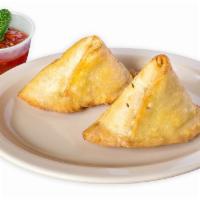 Veggie Samosa (2 Pieces) · Puffed pastries stuffed with diced potatoes, green peas, and our special spices. Served with...