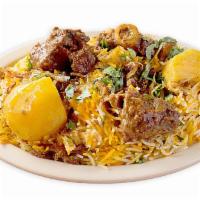 Mutton Biryani · Basmati rice mixed with our special spices and goat.