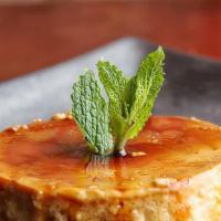 Flan · Caramel custard topped with caramel syrup.