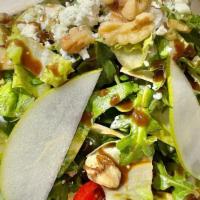 Chloe’S · Fresh radicchio, endive, arugula, romaine, cherry tomatoes, walnuts, pear, gorgonzola & bals...