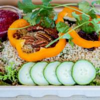 Salad Mind · Quinoa Tabbouleh, Tomato, Baby Leaf, Cucumber, Cilantro, Bell Pepper, Cranberry, Pecan Nut, ...