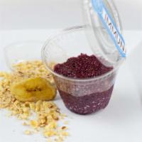 Chia Pudding 9Oz · Chia, Coconut Water, Acai, Agave Syrup, Dry Banana, Almond, Brazil Nuts.