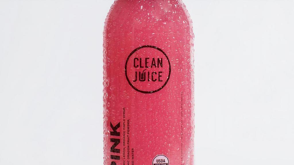 Pink 8 Oz · Filtered Water, Organic Lemon, Organic Maple Syrup, Organic Pitaya Powder. *Our team works very hard to keep the cold-press fridge stocked, but we can't guarantee your store will have every option available! Please call to confirm availability.. Nutritional information is based on 8oz serving.. Total Calories - 34. Calories from Fat - 1. Total Fat - 0 g. Saturated Fat - 0 g. Trans Fat - 0 g. Cholesterol - 0 mg. Sodium - 6 mg. Total Carbs - 9 g. Dietary Fiber - 0 g. Sugars - 7 g. Protein - 0 g