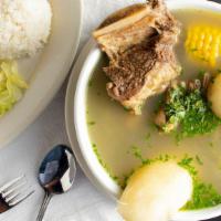 Sancocho De Costilla · Short rib soup. Comes w/ rice and salad.