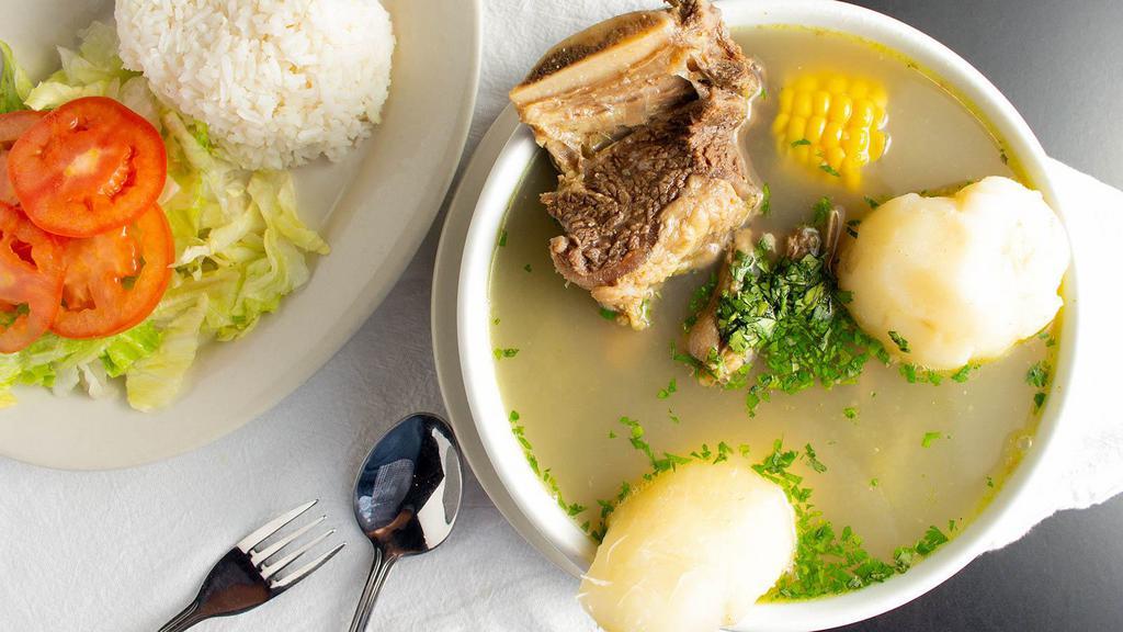 Sancocho De Costilla · Short rib soup. Comes w/ rice and salad.