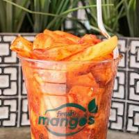 Mexican Spicy Mango · Favorite. Spicy. Mango slices, lime juice, salt, tajin, chamoy, Valentina hot sauce.
