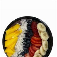 Amazonas Acai Bowl · 18oz. Acai Bowl with fresh fruits, Mango, Blueberry, Strawberry, Banana and Coconut Flakes