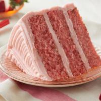 Strawberry Slices · Pretty in Pink! Our Strawberry Cake is made with real strawberries in the batter and topped ...