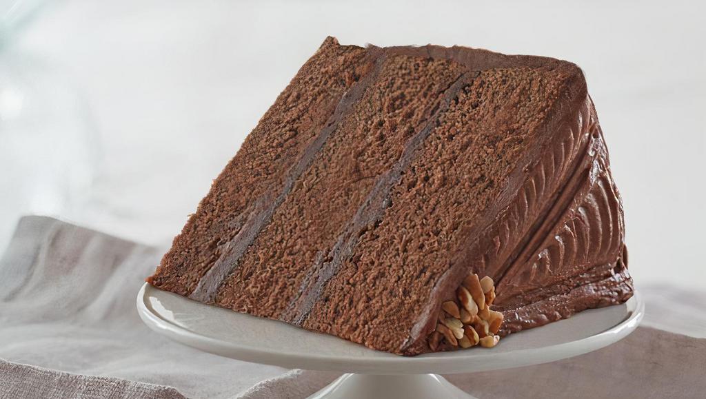 Chocolate  No Nuts Slices · Just like Grandma used to make, our decadent chocolate cake is made with REAL chocolate in the batter and covered in a rich fudge frosting. Heat it up a little (about 9 seconds per slice) for the best “cakexperience” of your life.