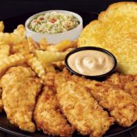 Tenders For One (5 Pcs) · Served with a choice of side with Texas toast, personal coleslaw, and a signature dip.
