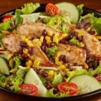 Farm Fresh Salad · Tenders, mixed greens, roasted corn, black beans, shredded cheese, grape tomatoes, cucumbers...