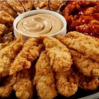 Tenders (100 Pcs) · Served with 3 large dips.
