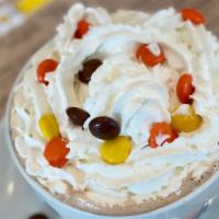 Chocolate Peanut Butter Cup Latte · Espresso mixed with dark chocolate, creamy peanut butter, and milk. Topped with whip cream a...