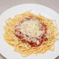 Cheese Spaghetti · With spaghetti sauce, mozzarella cheese, and oregano.