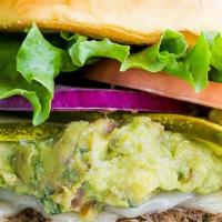 Holy Guacamole · Topped with jack cheese and a big glob of our freshly made guacamole. Burger divinity. Burge...