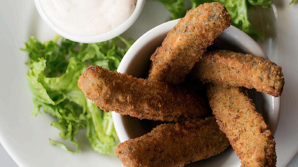 Fried Pickles Of Love™ · Crispy, crunchy dill pickle spears (not slices), battered, breaded and deep-fried to perfection. Served with a side of jalapeño ranch for dipping. Just like your sweet old Mee Maw used to make. Bless her heart.