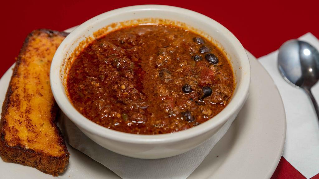 50/50 Chili · A half-serving of Spicy Beef Chili and half-serving of Tasty Turkey Chili all mixed together in the same cup or bowl.