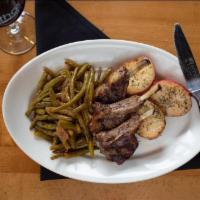 Lamb Chops (3Pcs). · Grilled Lamb Chops from New Zealand, Served with Rosemary Red Potatoes and Green Beans.