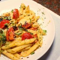 Penne Ala Fresca · Fresh plum tomatoes and basil sauteed in olive oil then tossed with panne pasta, butter, and...