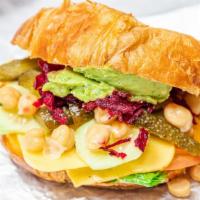 Veggie Croissant  · lettuce, tomato, grilled onions, grilled peppers, shredded carrots, shredded beets, gherkins...
