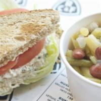 Chicken Salad · Fresh, all natural, antibiotic-free chicken. Lettuce, tomato, toasted wheat bread.