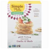 Simple Mills Organic Seed Flour Garlic & Herb Seed Crackers (4.25 Oz) · These crackers are just the right mix of bright, herbaceous flavors with a garlic kick. Cert...