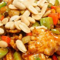 Kung Pao Chicken (Kung Pao Pollo) · Hot & spicy. Served with white rice.