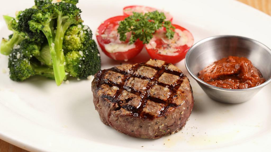 6 Oz. Petite Filet Mignon · Served with house steak sauce and choice of side