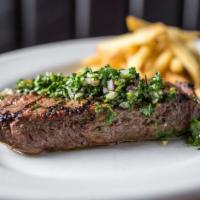10 Oz Chimichurri Steak · Choice of FLAT IRON or CENTER CUT FILET served with chimichurri and choice of side